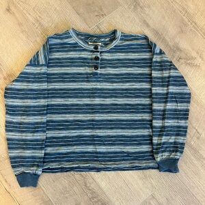 Madewell roster henley blue striped long sleeve shirt